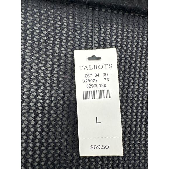 Talbots Cardigan Sweater Womens Large Black Lightweight Open Knit New - Picture 4 of 8